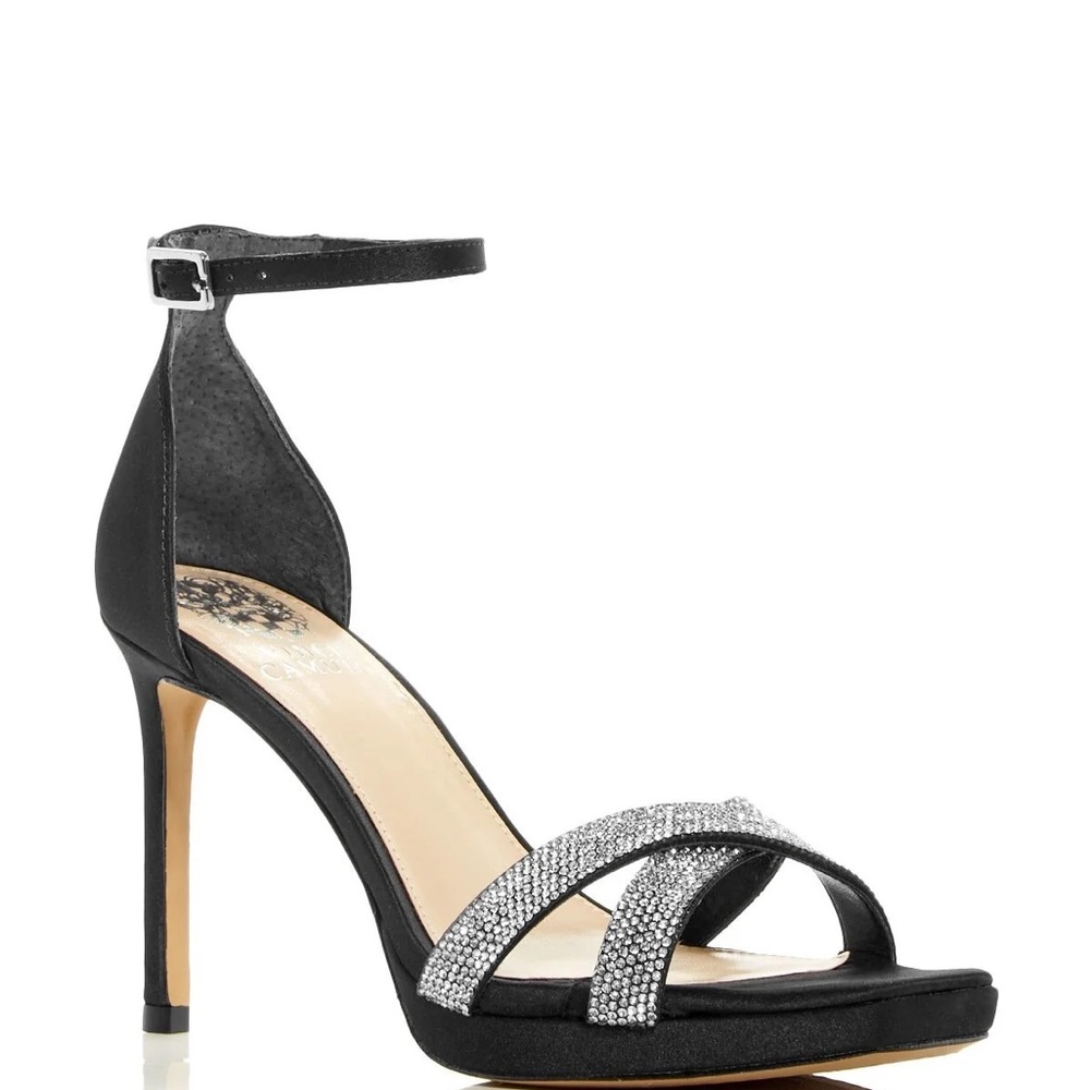 Vince Camuto Black and Silver Heels with Stiletto Design